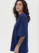 Футболка хлопковая оверсайз длинная женская Ray Oversize Unisex U0104W S/M Темно-синяя (RAY2000000023748) - изображение 4