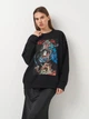 Свитшот оверсайз женский NA-KD 1691-000027-9298 2XS Черный с принтом (7325943553806) - изображение 1
