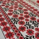 Скатертина для обіднього або кухонного столу, тканина-рогожка, малюнок червоні маки з крестиком на сірому фоні (220см*150см). - зображення 4