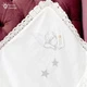 Крижма-плед Мамине Сонечко Ангел з зірочками срібна вишивка білий льон + плюш косичка 140*140 см (3103-0536-Г) - зображення 4