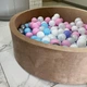 Сухой бассейн для детей 100х40 см + 200 шариков в комплекте бежевого цвета велюр для дома и улицы - изображение 4