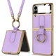 Шкіряний чохол GKK with ring and strap для Samsung Galaxy Z Flip3 Dream Purple - зображення 1