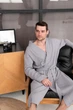 Мужской халат COSY Duna из фактурного муслина M, серый M60 - изображение 5