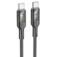 Дата кабель Hoco U120 Transparent explore intelligent power-off PD 60W Type-C to Type-C (1.2m) Black - зображення 1