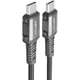Прочный дата кабель Acefast C1-09 USB-C to USB-C PD240W 40Gbps USB 4 aluminum alloy (1m) Black / Gray - изображение 1