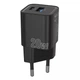 Мережевий зарядний пристрій USB+Type-C з швидкою зарядкою, блок живлення 20W Silicone Power Plus чорний, Proove (WCSP2011001) - зображення 1