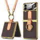 Шкіряний чохол GKK with ring and strap для Samsung Galaxy Z Flip4 Brown - изображение 1