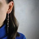 Cережки гвоздики длинные цепочки с фианитами медицинская сталь позолота (x109) - изображение 2