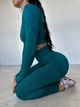 Спортивний жіночий костюм Hot для фітнесу та йоги (рашгард + легінси) з подвійним Push Up V-пояс L Смарагд (MA040000L) - зображення 2