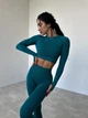 Спортивний жіночий костюм Hot для фітнесу та йоги (рашгард + легінси) з подвійним Push Up V-пояс L Смарагд (MA040000L) - зображення 9