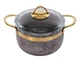 Кастрюля антипригарная со стеклянной крышкой Brioni Royal Stone gold 20 см 3 л 3,5 мм толщиной 1764-039 - изображение 1