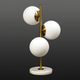 Настільна лампа на три білі плафони куля на бронзовому каркасі + мармуровий камінь Svet TY-2052-3 BRASS - зображення 1