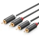Аудіо кабель RCA на тюльпан RCA подвійний UGREEN 2RCA Male to 2RCA Male Cable (5м). Black - зображення 1