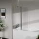 Скляна шторка для ванни AVKO Glass W436 Срібло, двостороння, гартоване скло Simply Glass, 50+40х140 см - зображення 4