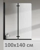 Стеклянная шторка для ванны AVKO Glass RDW02-J2 Черный, двухсторонняя, каленое стекло Simply Glass, 50+50х140 см - изображение 1