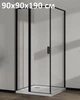 Скляна душова кабіна AVKO Glass RDR13B, Гартоване скло, Чорна, 90х90х190 см. Без піддону - зображення 1