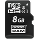Карта памяти Goodram microSDHC 8GB (UHS-I U1) W-10 MB/s, R-60 MB/s Class 10 (M1AA-0080R11) + SD Adapter - изображение 2