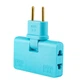 Тройник + переходник 3 in 1, UK/US-EU, 220В, 10А, поворотный 180°, Blue - изображение 2