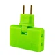 Трійник + перехідник 3 in 1, UK/US-EU, 220В, 10А, поворотний 180 °, Green - зображення 2