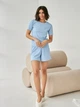 Пижама (футболка + шорты) женская больших размеров BARWA garments 0315/313 XL Голубая (2113153134213) - изображение 3