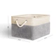 Ящик для зберігання з ручками MBM HOME TH-10 S GRAY/BEIGE текстильний сіро-бежевий - зображення 3