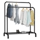 Вешалка напольная стойка для одежды с подставкой для обуви двойная Drying Rack Multifunction черная - изображение 5