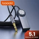 Bluetooth адаптер в авто Toocki 5.1, USB / FM модулятор / аудио-ресивер, серый (78253249) - изображение 1
