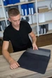 Шкіряна сумка-чохол для ноутбука 13" Apple / Asus / Dell / Lenovo / HP / Honor / Acer / Huawei / Xiaomi - (LC-03) - Синій - изображение 3