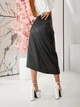 Юбка миди с экокожи на запах K5 fashion 1601/2 42 черная - изображение 5