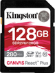 Карта памяти Kingston SDXC 128GB Canvas React Plus Class 10 UHS-II U3 V60 (SDR2V6/128GB) - изображение 1