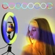 Набор блогера 3в1 A-Plus кольцевая лампа 20см RGB+штатив 1.02м +пульт+микрофон петличка - изображение 3