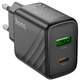 Мережевий зарядний пристрій Hoco CS23A / Type-C (PD/30W) / USB (QC3.0/18W) / підтримка швидкої зарядки / (чорний) - зображення 2