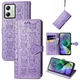 Чехол Embossed Cat and Dog для Motorola Moto G54 / G54 Power книжка кожа PU с визитницей фиолетовый - изображение 1
