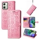 Чохол Embossed Cat and Dog для Motorola Moto G54 / G54 Power книжка шкіра PU з візитницею рожевий - зображення 1