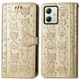 Чохол Embossed Cat and Dog Motorola Moto G54 / G54 Power книжка шкіра PU з візитницею золотистий - зображення 4