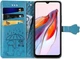 Чохол Embossed Cat and Dog для Xiaomi Redmi 12C книжка шкіра PU з візитницею блакитний - зображення 2