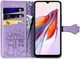 Чехол Embossed Cat and Dog для Xiaomi Redmi 12C книжка кожа PU с визитницей фиолетовый - изображение 2