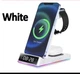 Бездротова зарядна док-станція Magsafe 5 в 1, 15 Вт з годинником і RGB підсвічуванням для iPhone 15, 14, 13, Apple Watch, Airpods біла - зображення 1