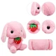 Мягкая игрушка кролик с клубничкой розовый 22 см (NR0187_2) - изображение 5