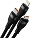 Прочный дата кабель Baseus Flash Series 2 USB to MicroUSB-Lightning-Type-C 66W (1.2m) (CASS04000) Black - изображение 2