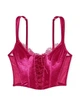 Корсет Victoria's Secret Unlined Lace-Up Corset Top мереживний та оксамитовий XS рожевий - зображення 1