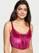 Корсет Victoria's Secret Unlined Lace-Up Corset Top мереживний та оксамитовий XS рожевий - зображення 2
