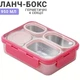 Ланчбокс на 4 герметичных секции с металлической основой, супницей Just-M 950 мл, розовый - изображение 1