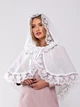 Накидка палантин для храма Family Tradition шифон с кружевом 90х90 см белый Белые незабудки - изображение 1