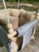 Підвісна Водостійка тканинна дитяча гойдалка Comfort + Сіра з Бежевими з подушкою та матрасиком - зображення 2