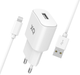 Зарядний пристрій Xqisit NP Travel Charger Single USB-A 2.4A + Кабель USB-A - Lightning White (4029948221540) - зображення 1