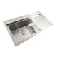 Кухонная мойка нержавейка 78*43 L Platinum Handmade (два отверстия, круглый сифон 3,0/0,8) - изображение 2