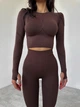 Спортивный женский костюм Hot для фитнеса и йоги (рашгард + леггинсы) c двойным Push Up V-пояс М Шоколад (MA100000М) - изображение 6