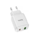 Зарядний пристрій Hoco 20W Quick Charge 1xType-C/1xUSB для iPad|iPhone|Samsung|Xiaomi|Huawei white - зображення 2