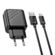 Мережевий зарядний пристрій Hoco CS21A Rich single port charger Type-C cable 18W Black - изображение 3